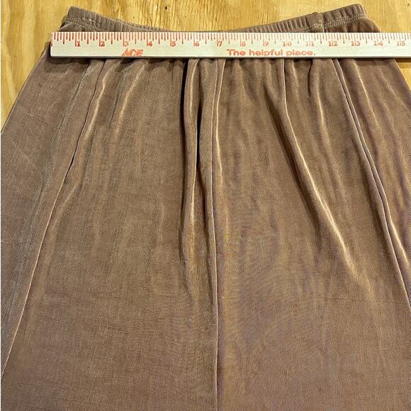 VTG Choices Taupe Pleated A-Line Midi Skirt Elastic Womans Size Large Made USA - Picture 11 of 13